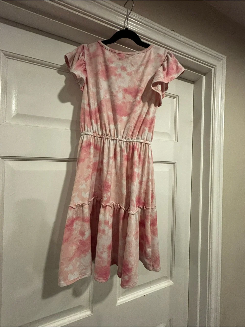 Epic Threads Pink Tie-Dye Tiered Dress with Drawstring